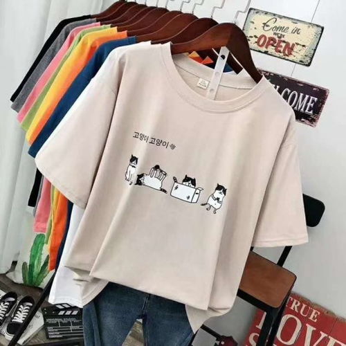 義烏尾貨純棉T恤韓版女裝短袖圓領(lǐng)印花體恤 低價(jià)批發(fā)的優(yōu)質(zhì)選擇